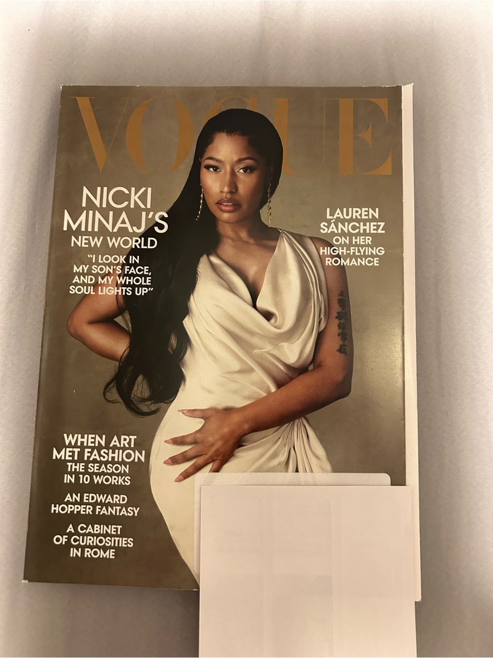 Vogue Magazine — Nicki Minaj in Cream & Gold Nov 2023